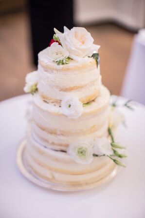 Rustic Ivory Naked Cake with Fresh Flowers