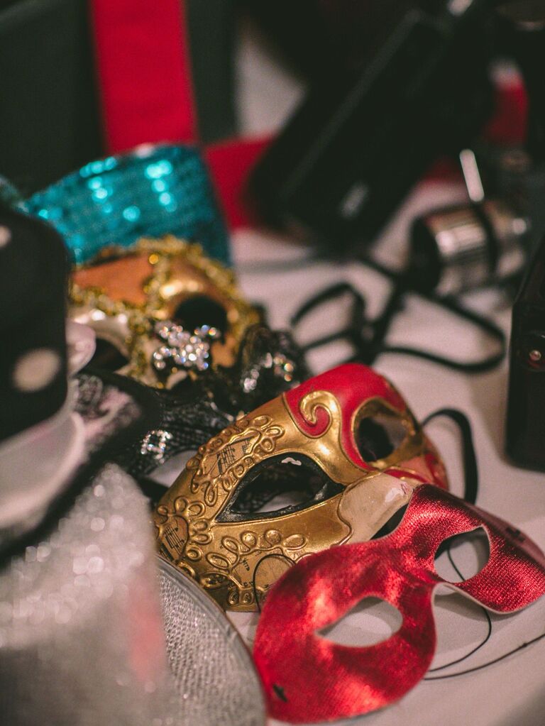 Masquerade masks for photo booth props. 