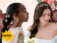 Two brides wearing hair accessories