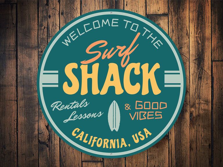 beach themed bridal shower surf shack sign