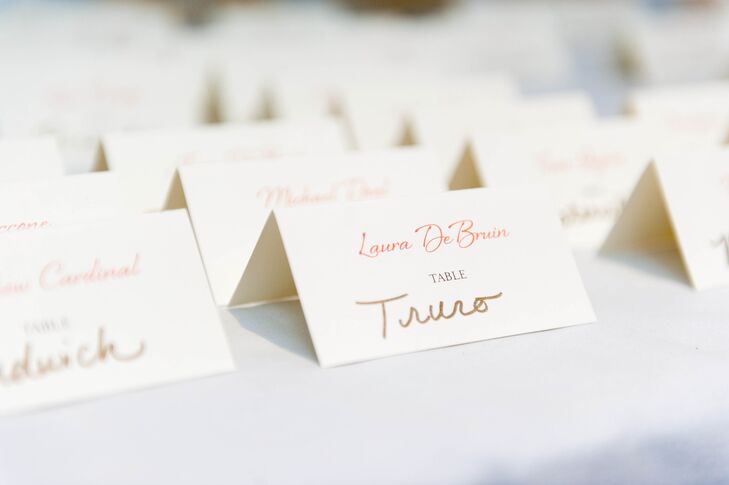 Each of the reception tables were named after a different Cape Cod town.