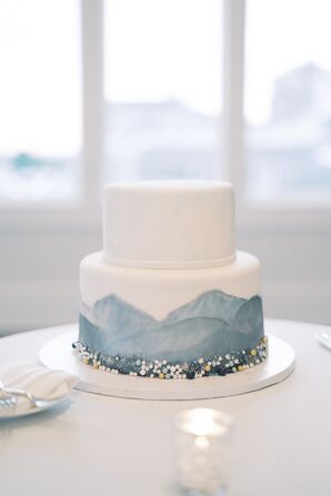 Blue-and-White Cake for Wedding at Wychmere Beach Club in Harwich Port, Massachusetts