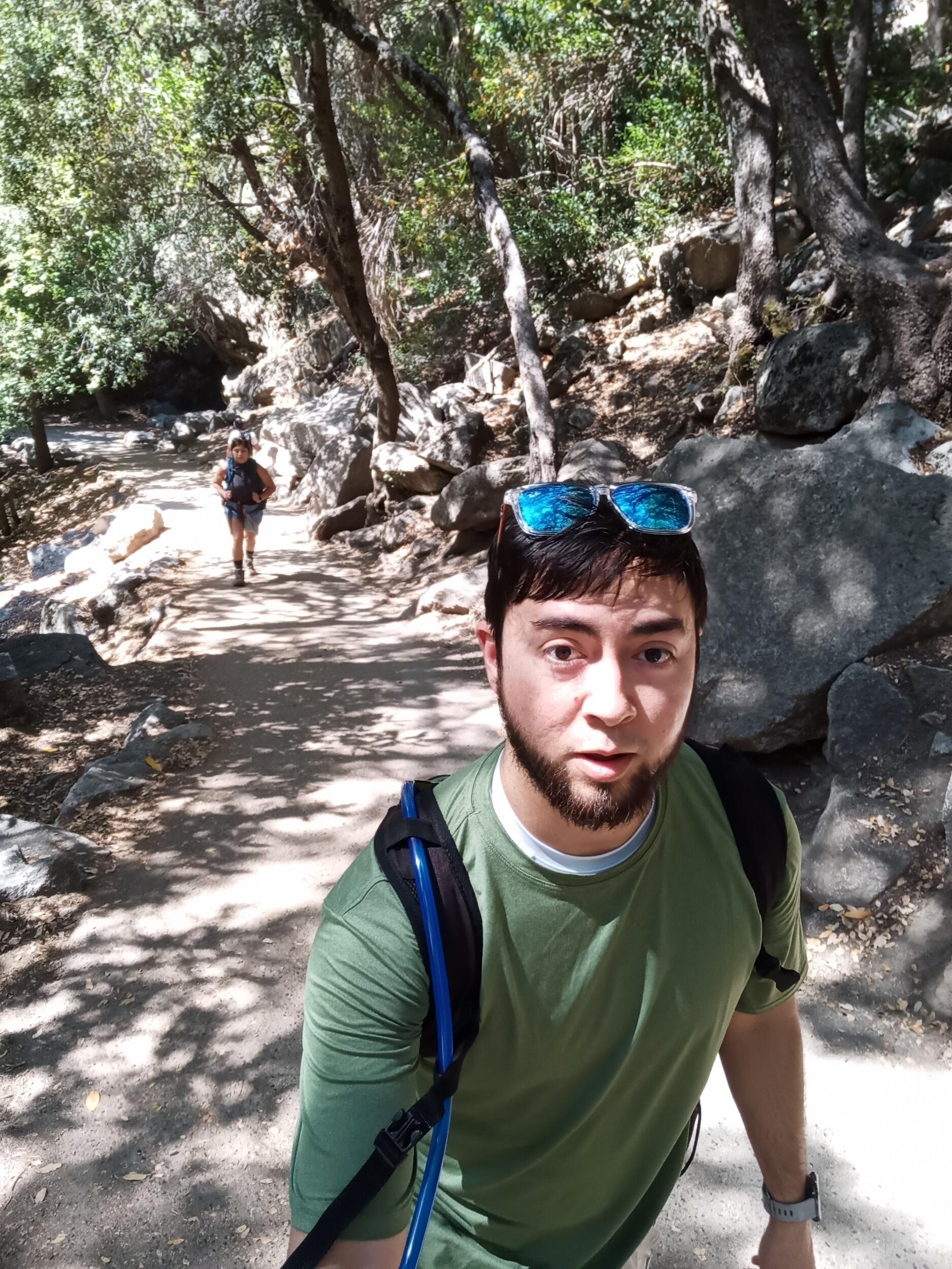 On our way up the Mist Trail! Nick was trying out his tripod before we got to the top of Vernal Fall. He was trying to rush us to get to the top cause he "didn't want to drive back in the dark" So he says...