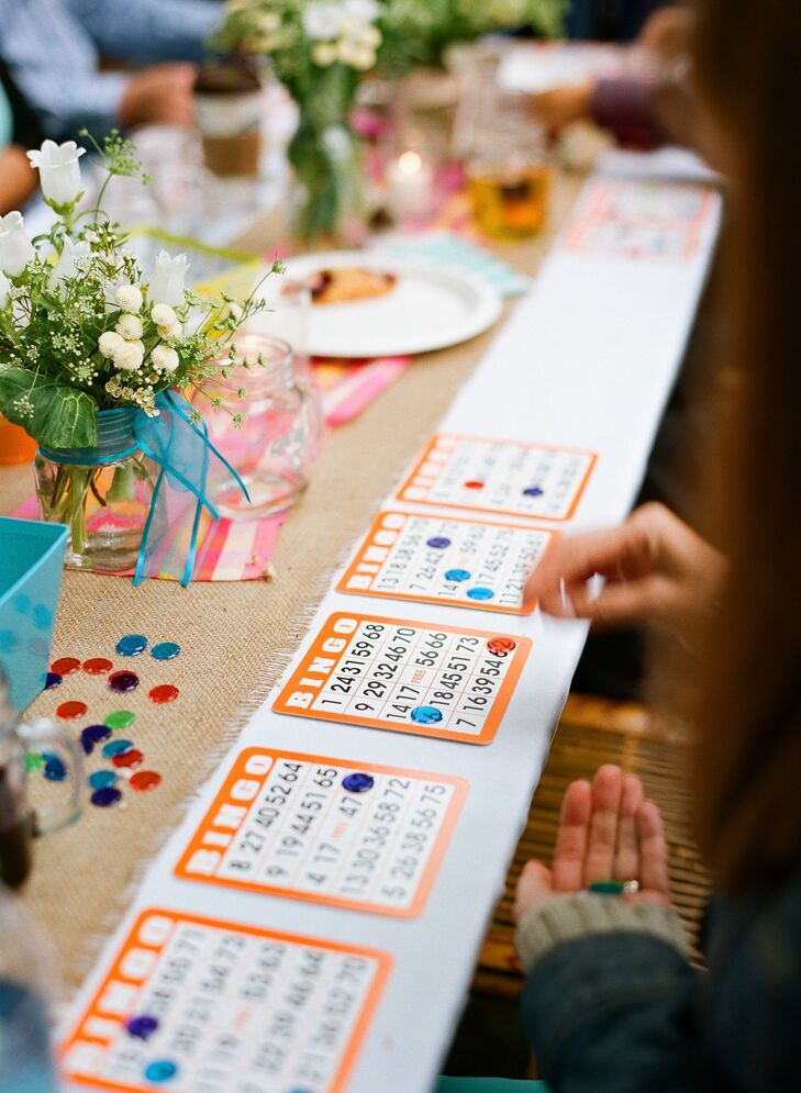 Guests of all ages enjoyed playing bingo during the reception, a twist on typical wedding entertainment.