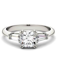 Forever One Moissanite Vintage Cushion Cut Engagement Ring