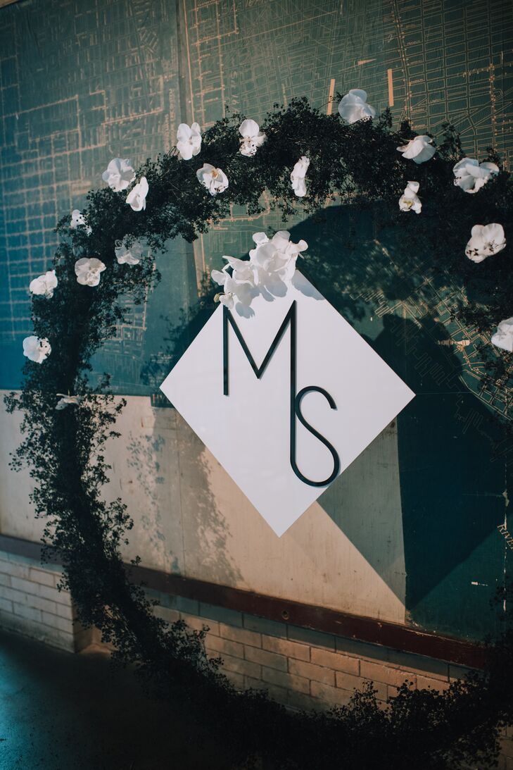 Modern Monogram with Orchid Flower Arch