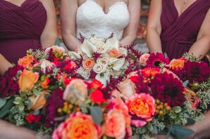 Bright Autumnal Bridesmaid Bouquets