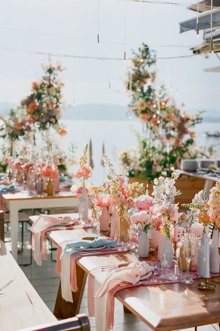 Waterfront Reception With Pastel Decor in Greece
