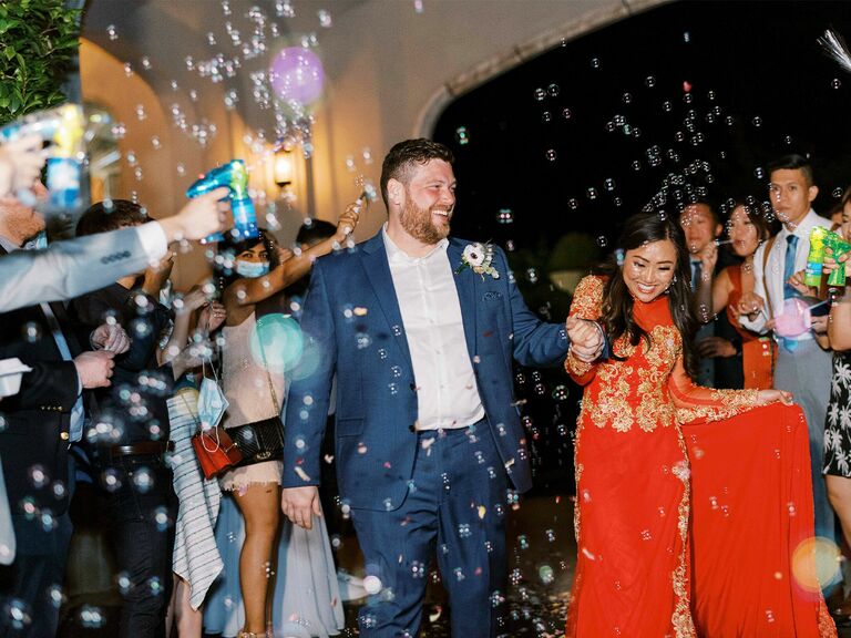 Bubble shooter wedding exit