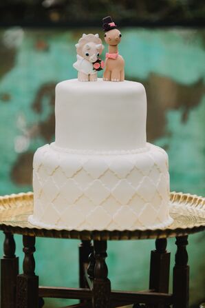 Dinosaur Cake Toppers on Simple White Fondant Cake