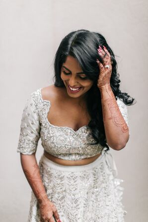 Bride in Silver Dress for Indian Wedding in Concord, New Hampshire