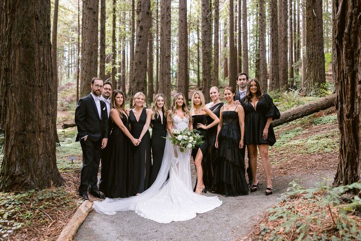 Wedding Party Portraits Among Redwood Trees