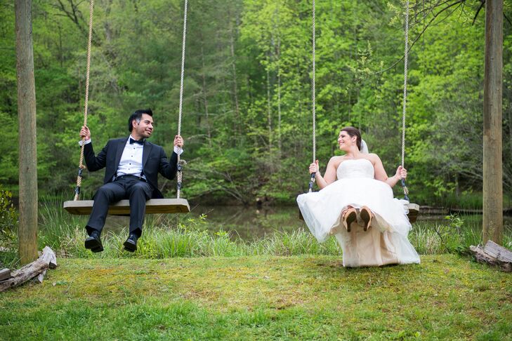 Ashley Graf (29 and an associate) and Miguel Bravo (30 and an analyst) found their perfect wedding venue for their rustic wedding in the north Georgia