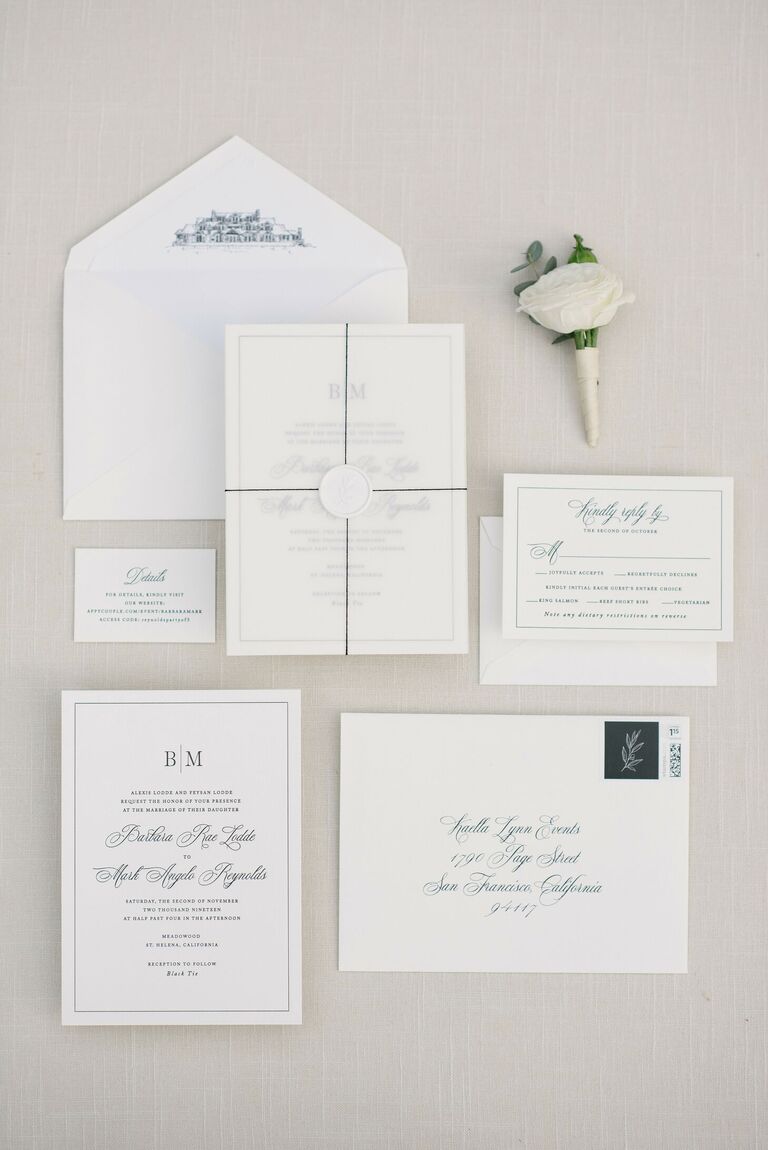 Classic White Wedding Invitation with Black Text