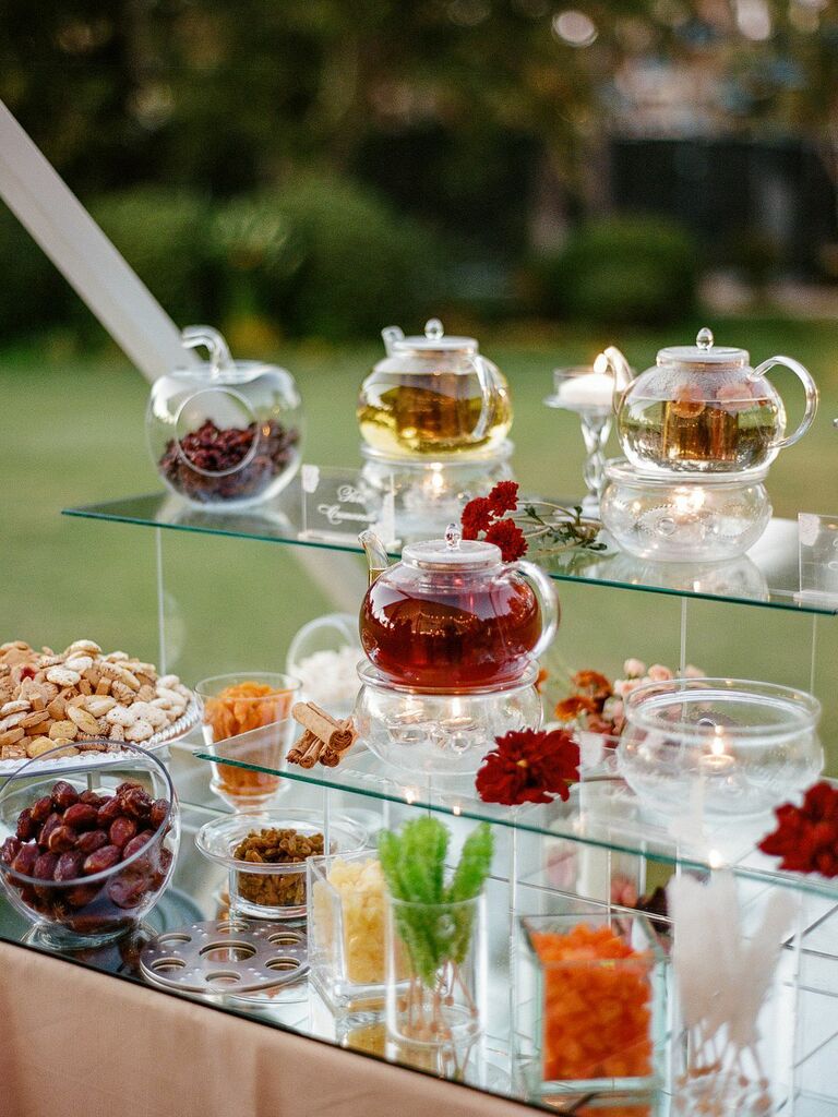 Hot tea bar signature wedding drink idea