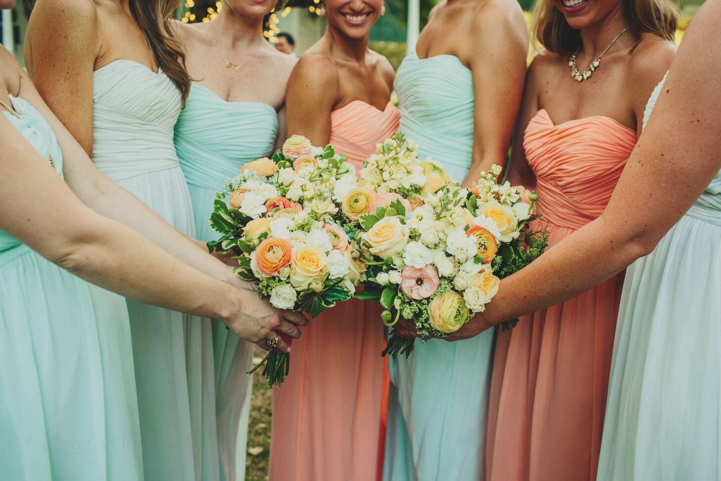 Mint green and clearance peach wedding dress