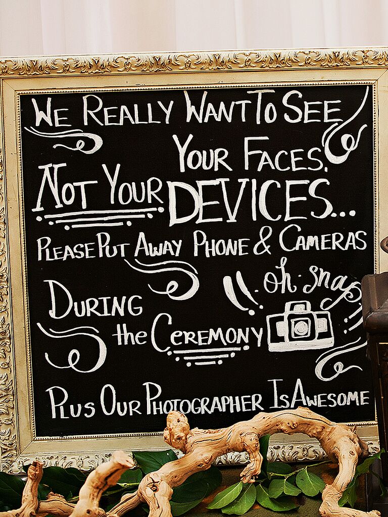 Unplugged ceremony chalkboard wedding sign
