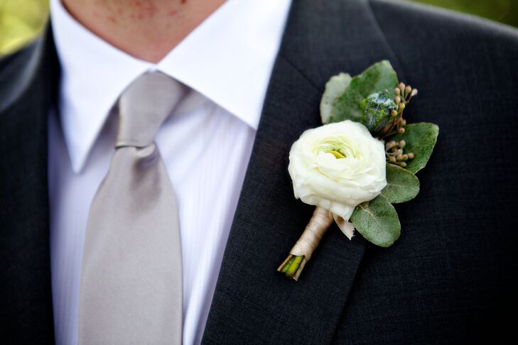 White Ranunculus Boutonniere