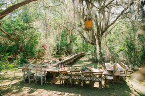 Casual Boho Wedding Reception Outside