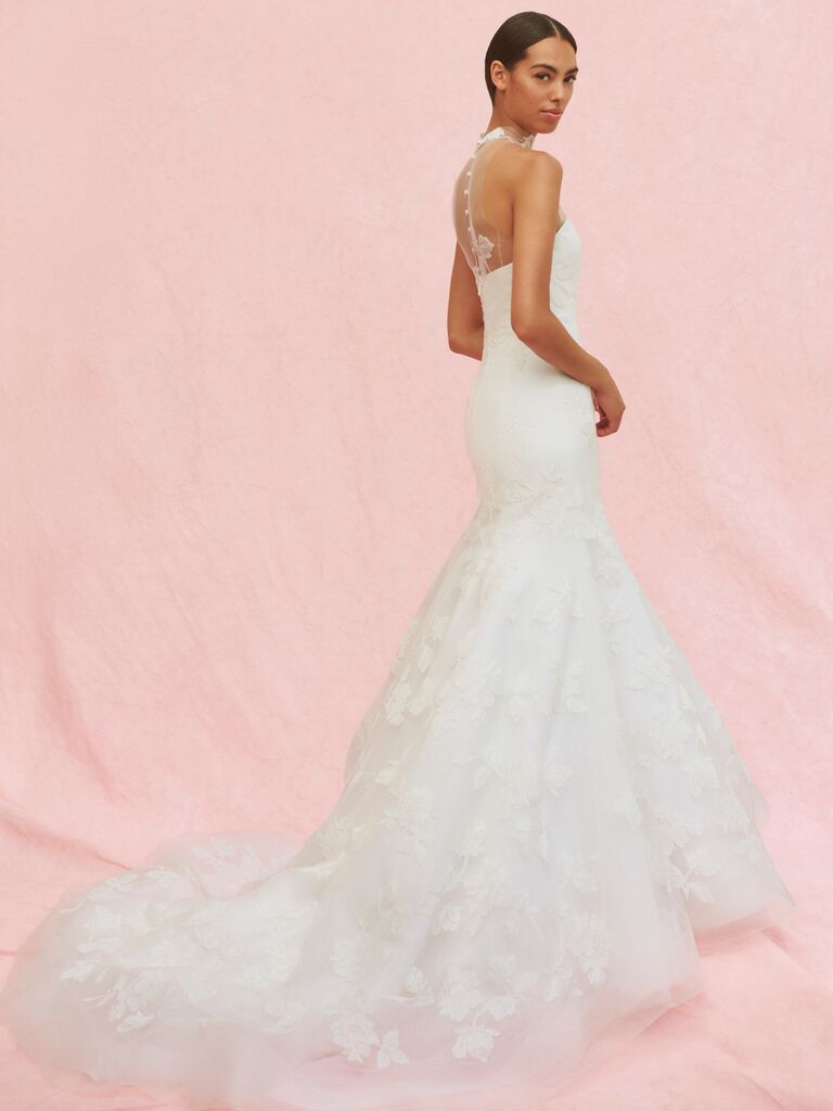 Carolina Herrera Margot lace trumpet wedding dress with halter neckline