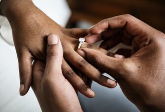 Marriage proposal speech and presenting engagement ring
