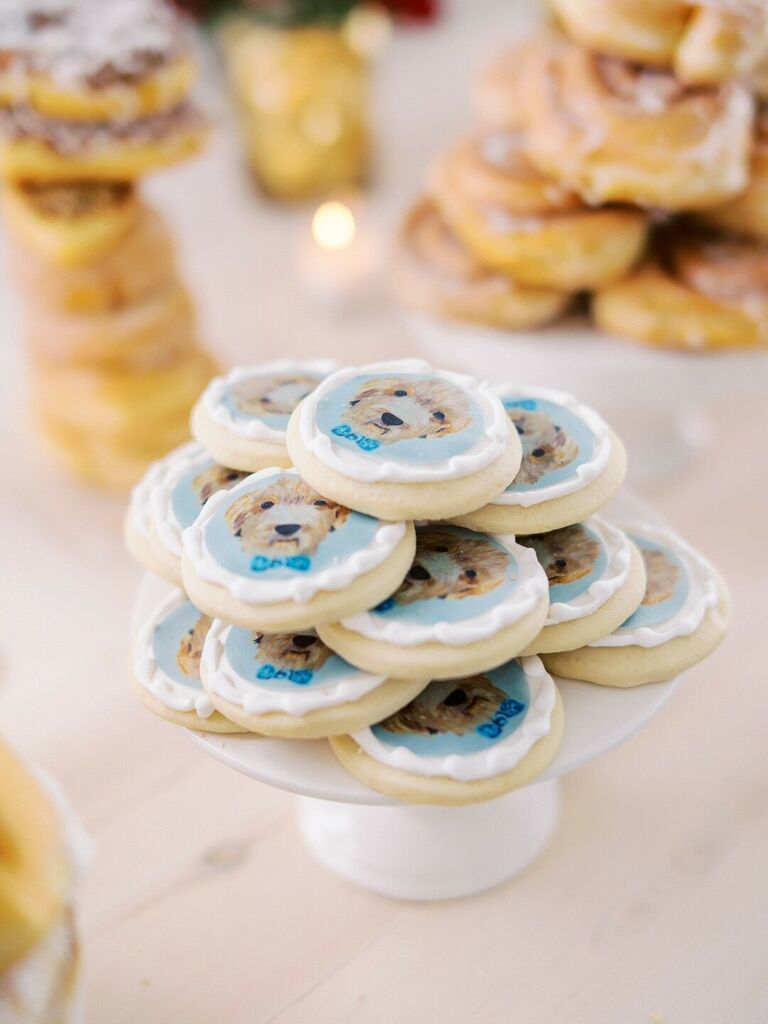 Cookies printed with a dog's face. 