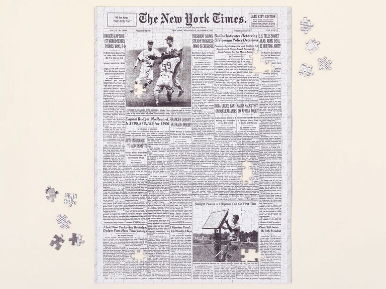 New York Times front page puzzle unique 45-year anniversary gift