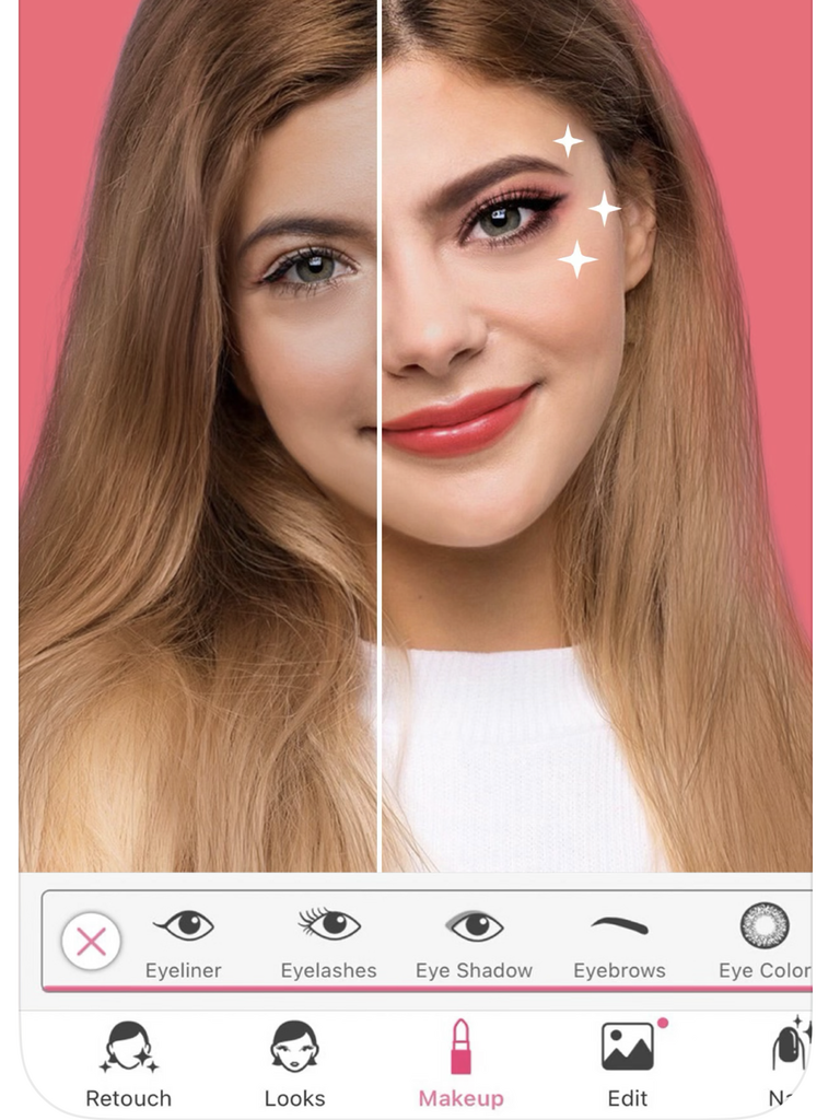 YouCam Makeup makeup look app. 