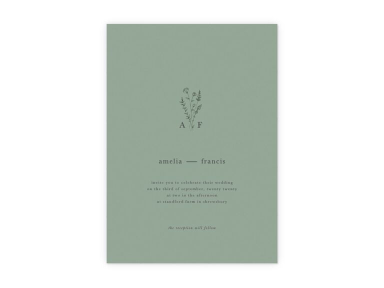 papier green wedding invitation