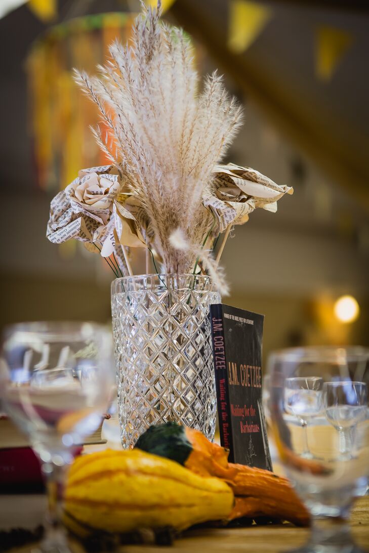 Erin-Joy folded the paper roses used in the bouquets, boutonnieres and centerpiece arrangements.