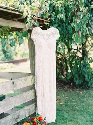 Short Sleeve Lace BHLDN Wedding Dress