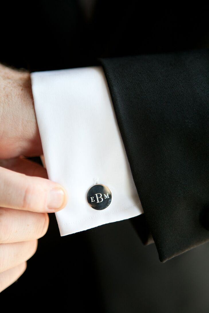 Eric wore cuff links that Katie gave to him on their wedding day.