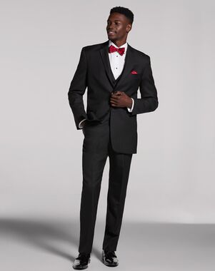 MEN’S WEARHOUSE Pronto Uomo Black Notch Lapel Suit Black Tuxedo