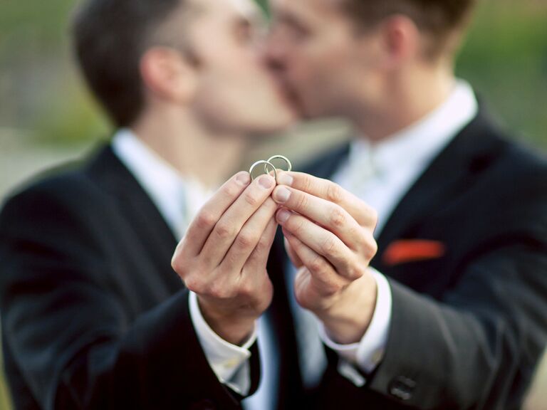 Grooms with wedding bands