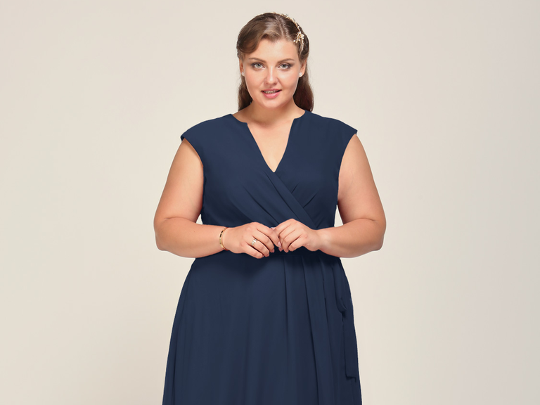 Navy Blue Wrap Bridesmaid Dress | atelier-yuwa.ciao.jp image.