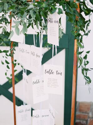 Modern Escort Cards with Calligraphy and Greenery