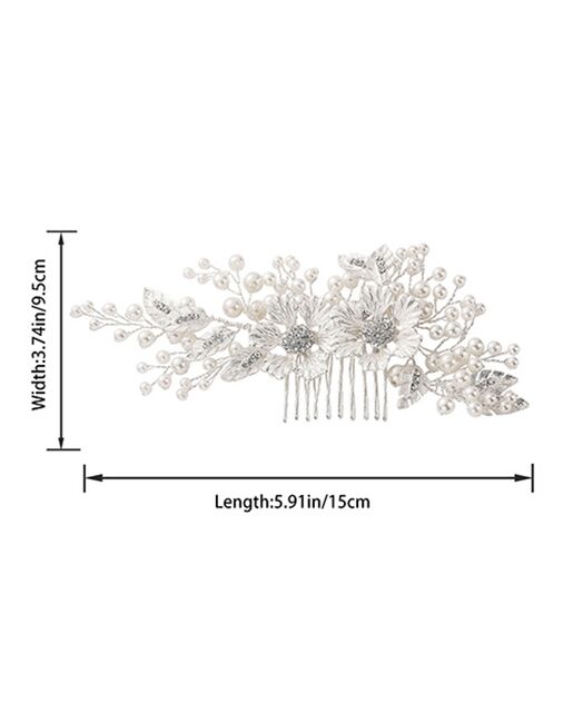 AW Bridal AW BRIDAL Wedding Hair Clip Rhinestones Hair Comb Flower Girl Bridal Hair Barrette Crystal Wedding Hair Accessories for Brides (Silver) Silver Pins, Combs + Clip - 6