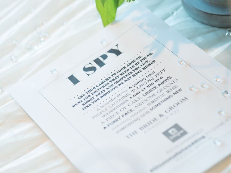 I-Spy scavenger hunt game at wedding