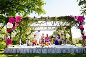 Vibrant Paper Flower Adorned Mandap