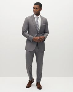 Suit Shop Men's Textured Gray Suit Gray Tuxedo