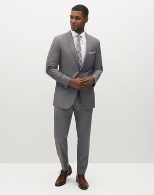 Suit Shop Men's Textured Gray Suit Gray Tuxedo