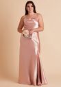 Birdy Grey Lisa Long Shiny Satin Dress in Rose Gold Scoop Bridesmaid Dress - thumbnail - 5