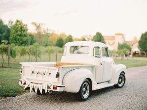 Vintage Pickup Truck with Just Married Sign