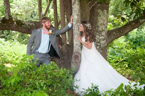 Gray Suit With Peach Rose Boutonniere