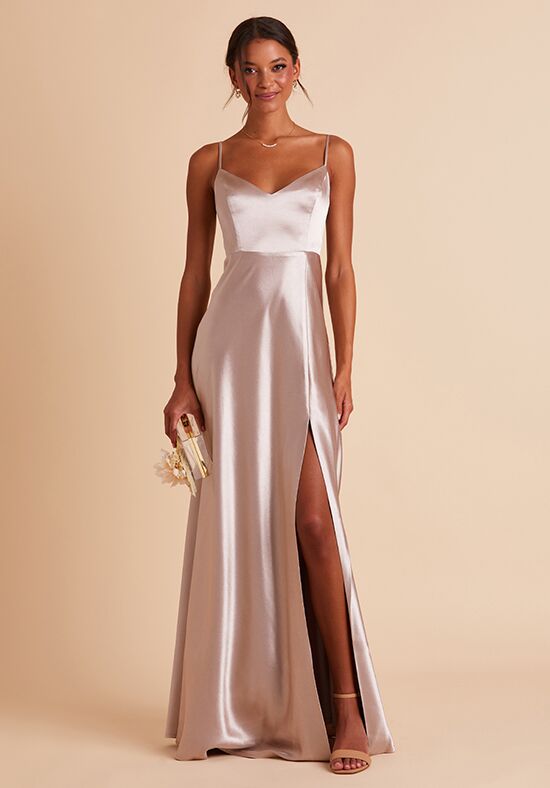 Birdy Grey Jay Satin Dress in Taupe V-Neck Bridesmaid Dress - 1