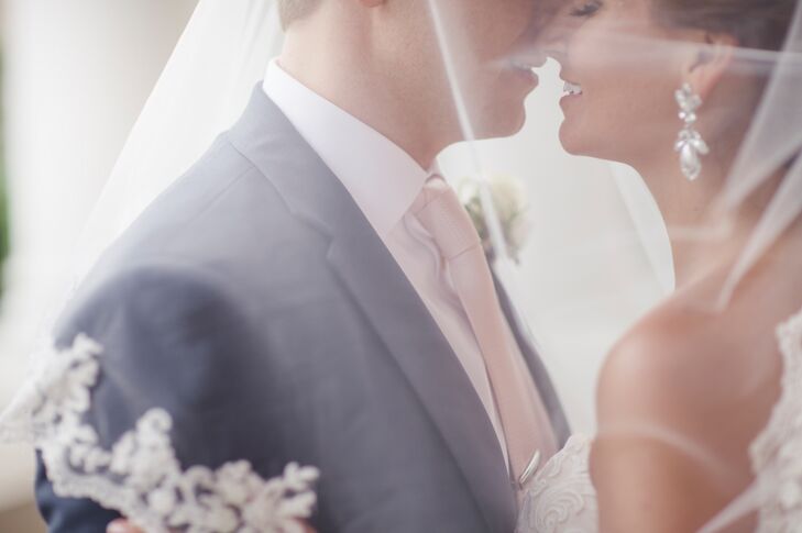 The classically romantic feel was carried through in a palette of blush pink and postal blue.
