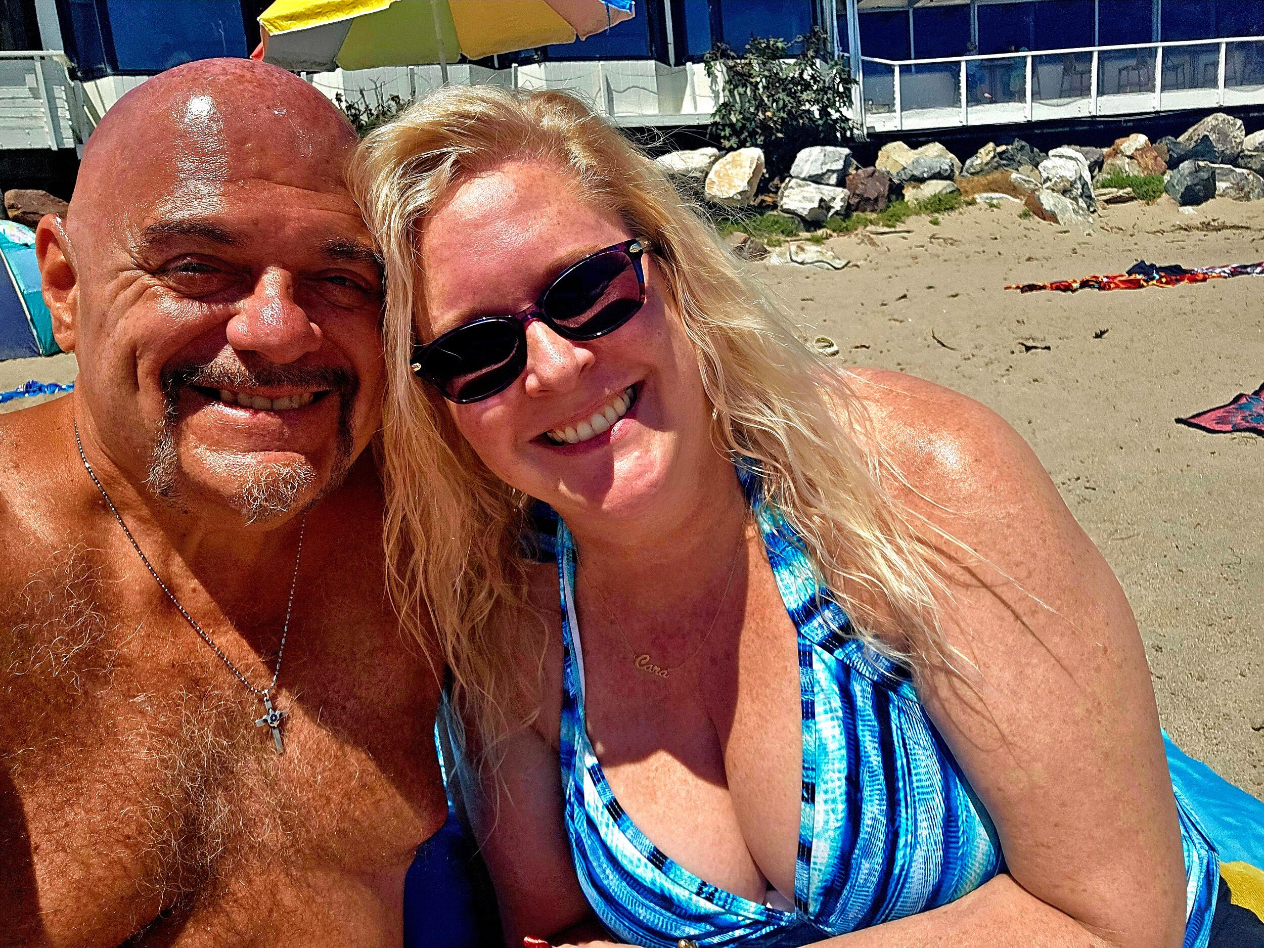 Eric and I went to the beach just after getting engaged at Lake Shrine