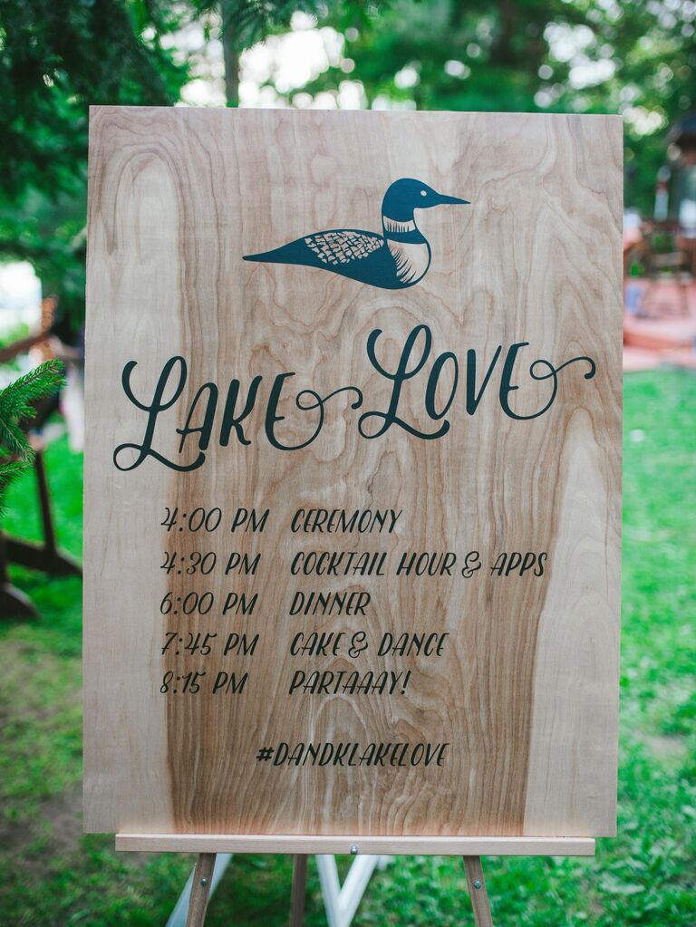 Custom itinerary board for a small wedding. 
