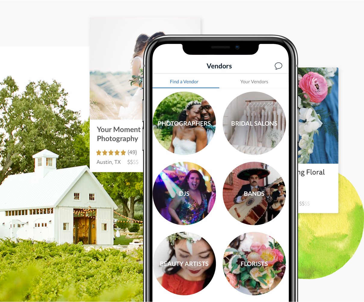 Pick Your Wedding Vendors on The Knot App