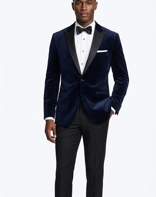 BLACKTIE LIAM Navy Velvet Wedding Tuxedo Blue Tuxedo - 4